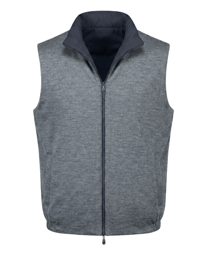Gray vest with a zipper on a transparent background