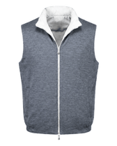 Gray vest with white lining on a black background