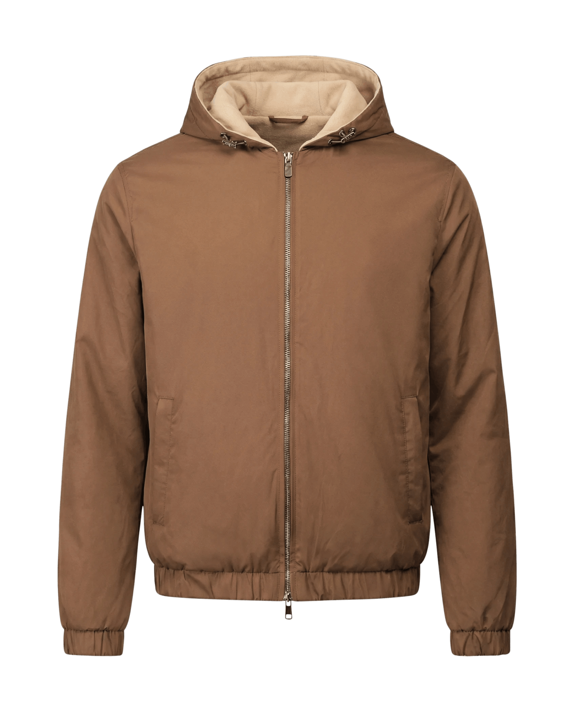 Reversible Hooded Wool City Jacket Beige Brown