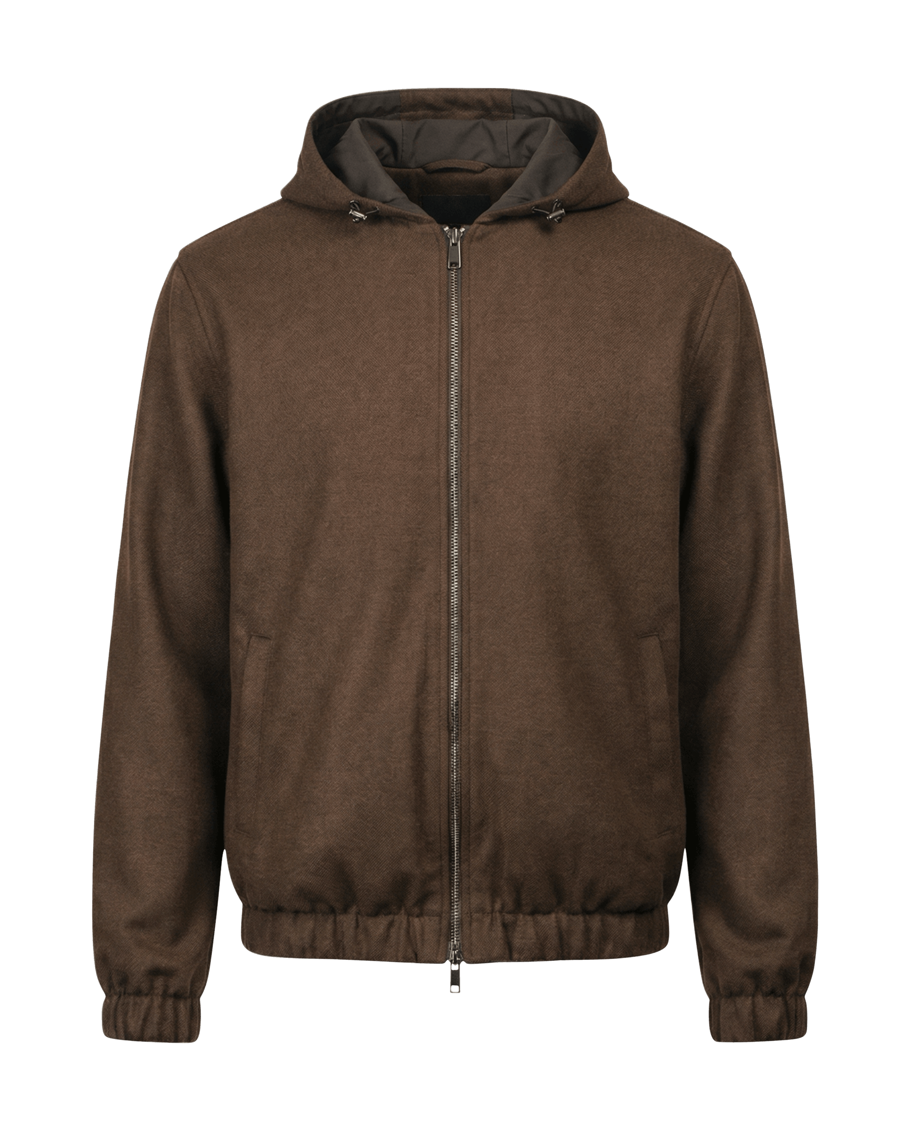 Reversible Hooded Wool City Jacket Brown Black