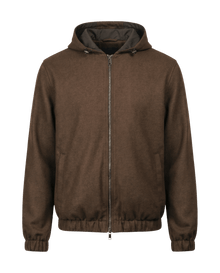 Reversible Hooded Wool City Jacket Brown Black