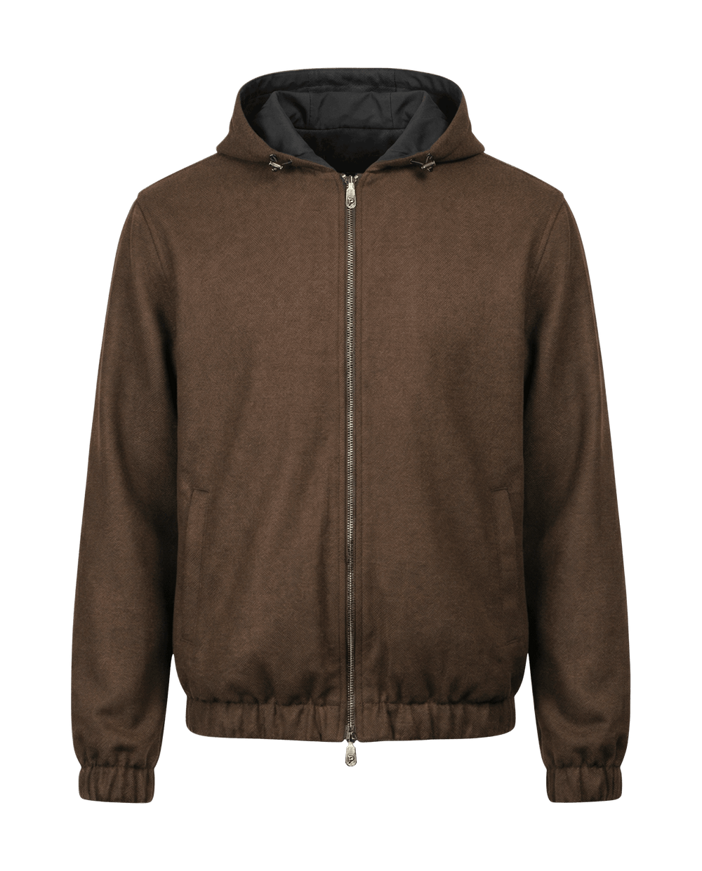 Brown jacket with a hood on a transparent background