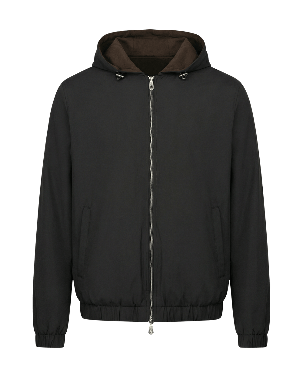 Black jacket with a zipper on a transparent background