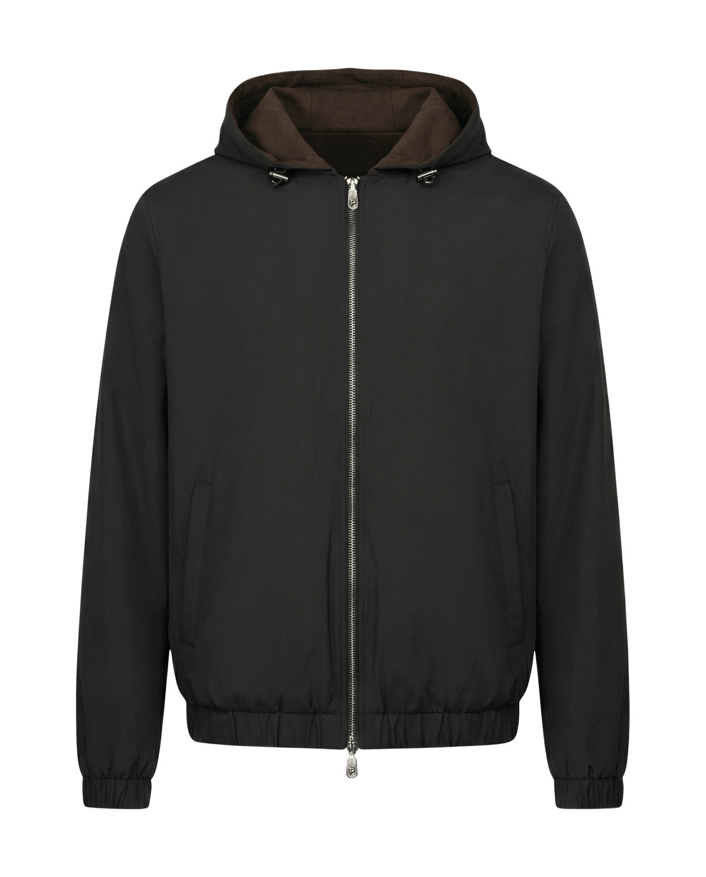 Black jacket with a zipper on a transparent background