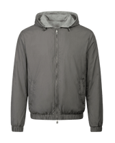 Gray jacket with a hood on a black background