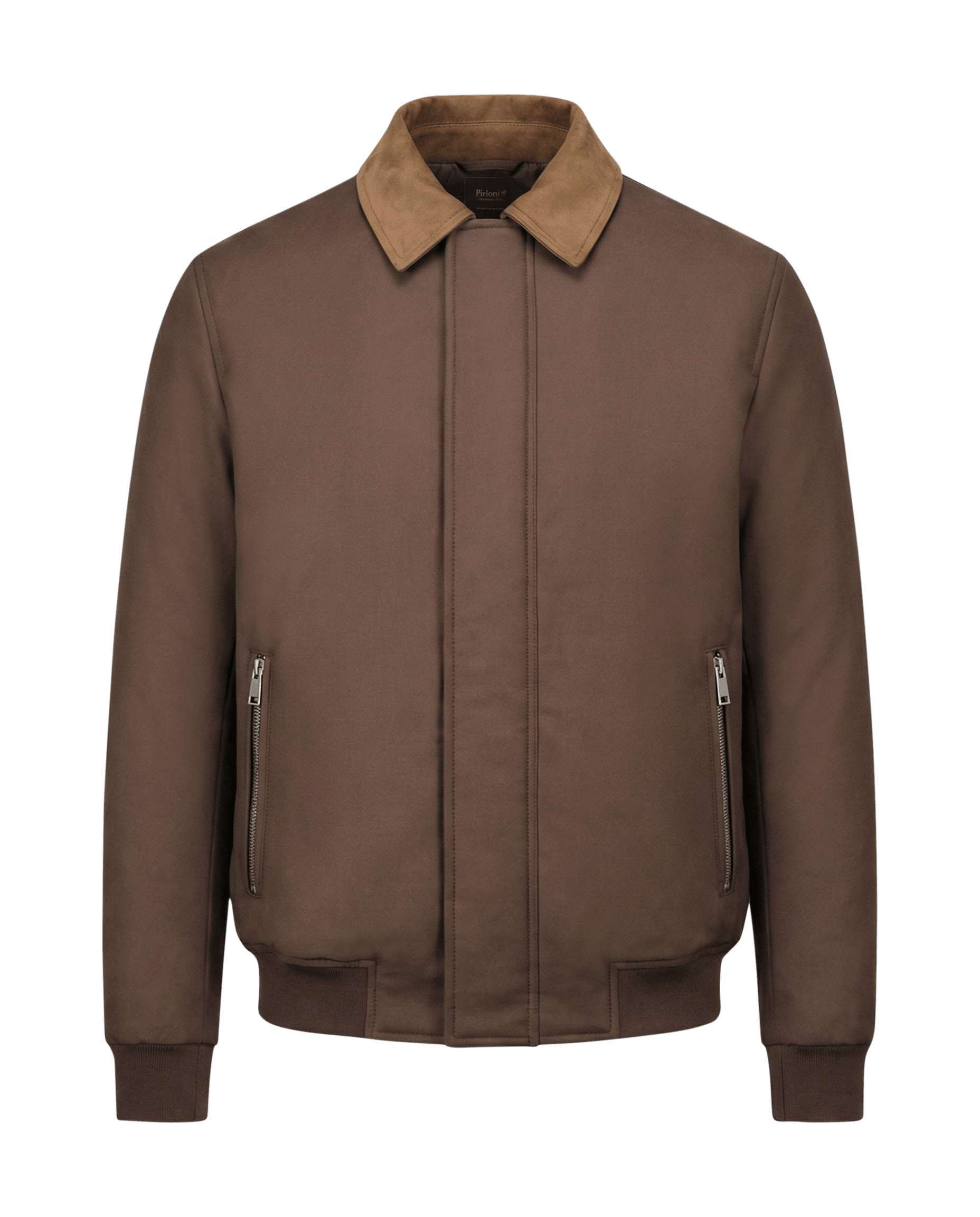 Brown jacket with a collar on a black background