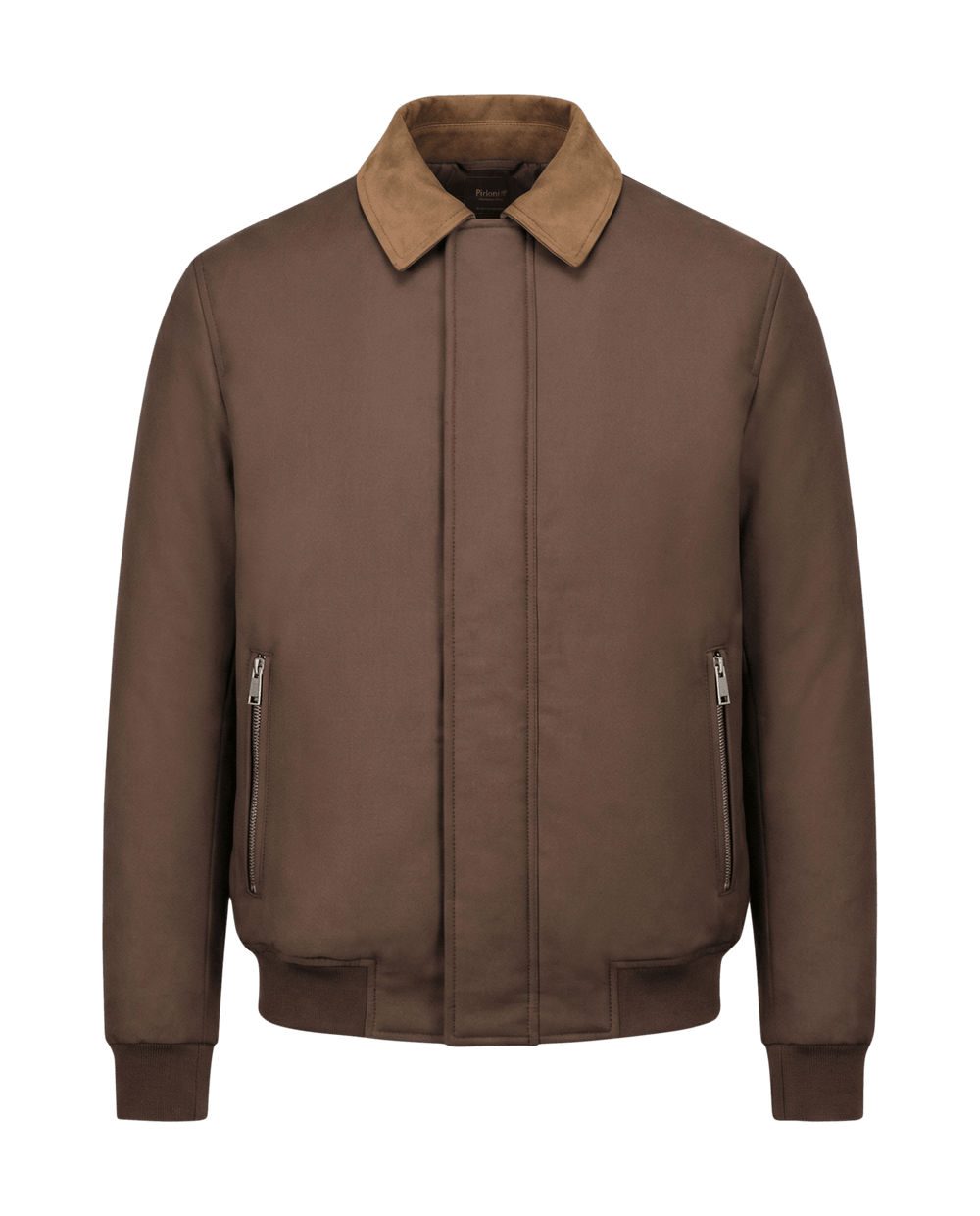 Brown jacket with a collar on a black background