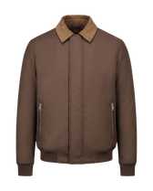 Brown jacket with a collar on a black background