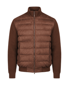 De suède gebreide donsjas in bruin 