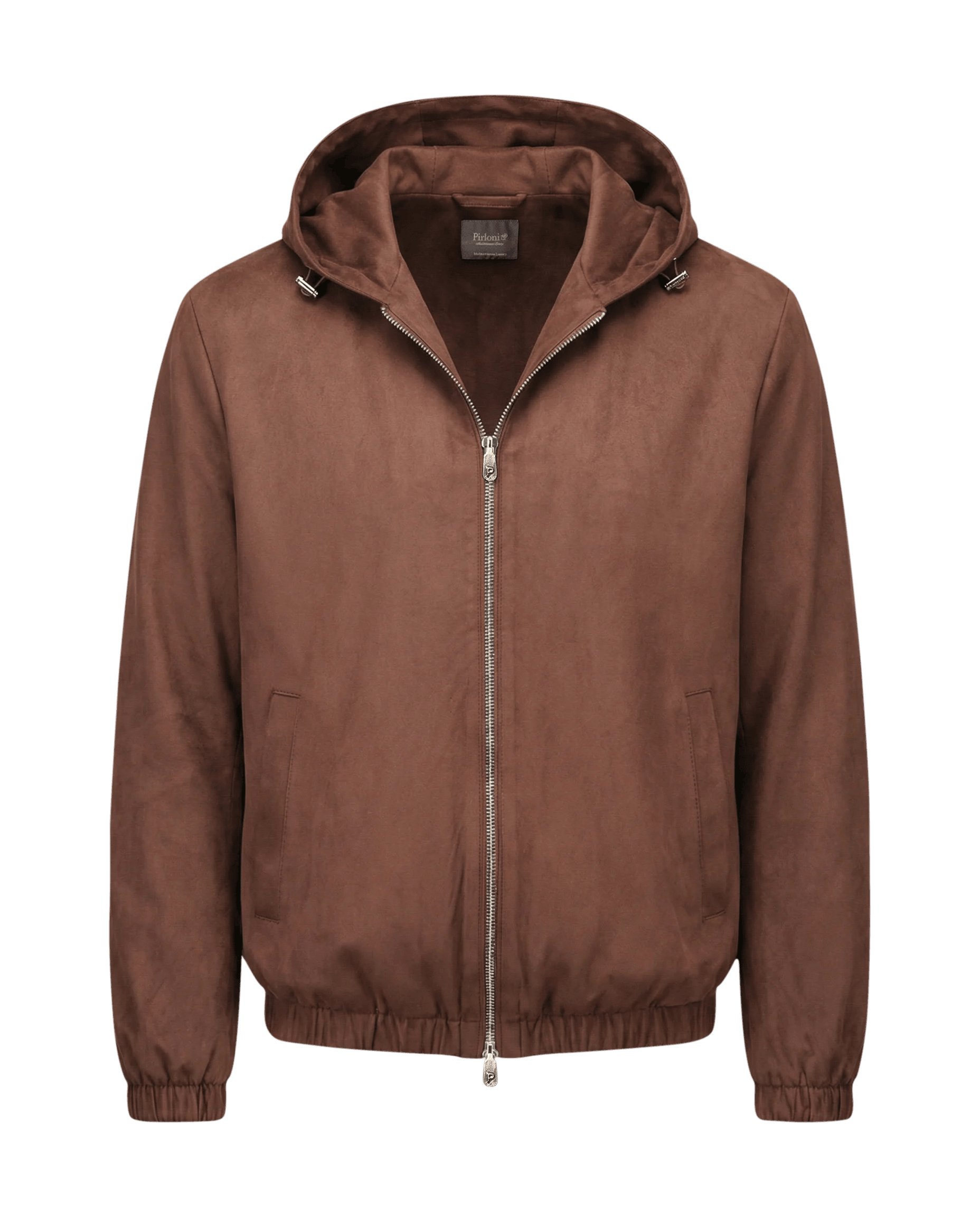 Brown jacket with a hood on a black background