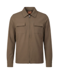 Brown jacket with two front pockets on a white background