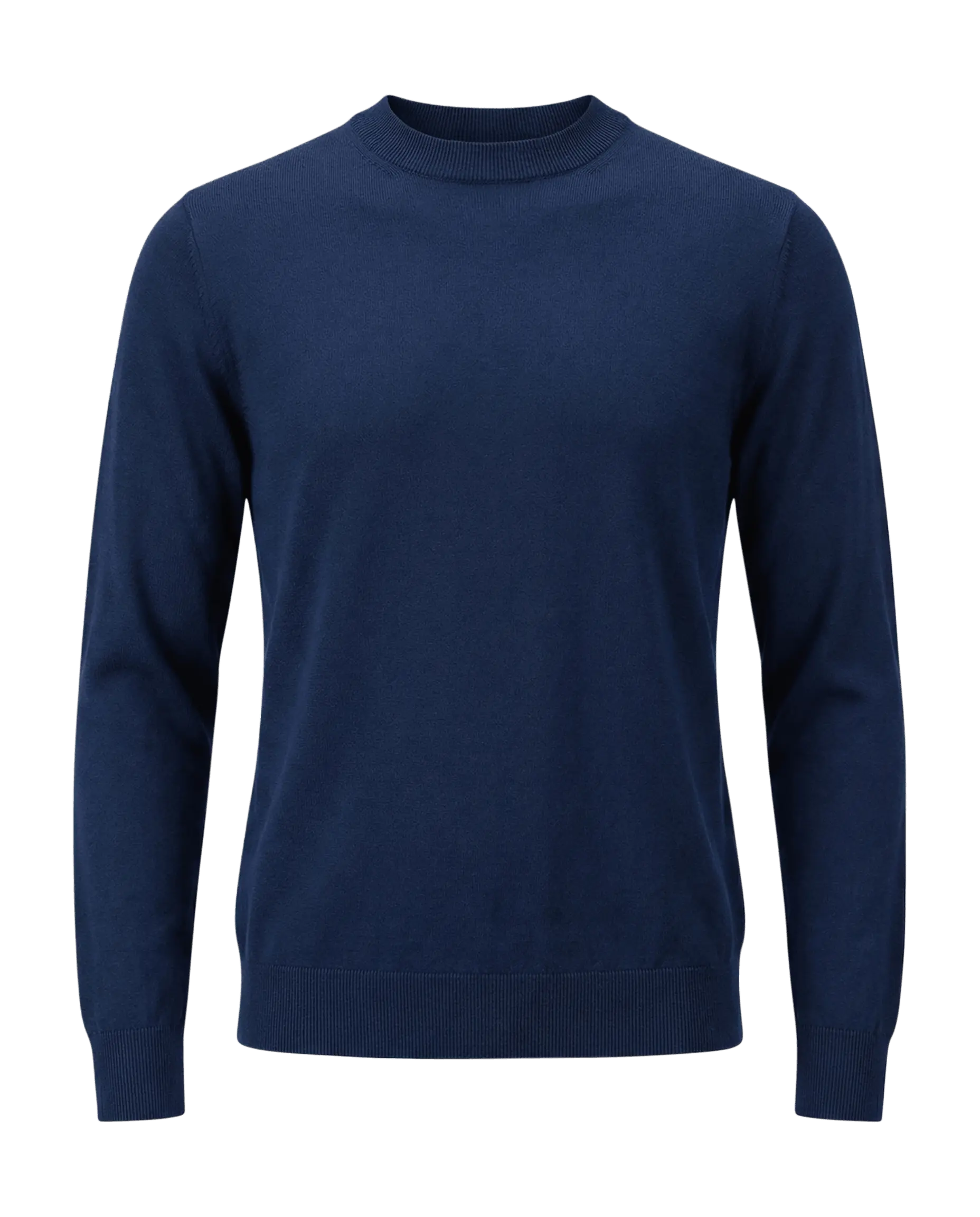 Navy blue sweater on a white background