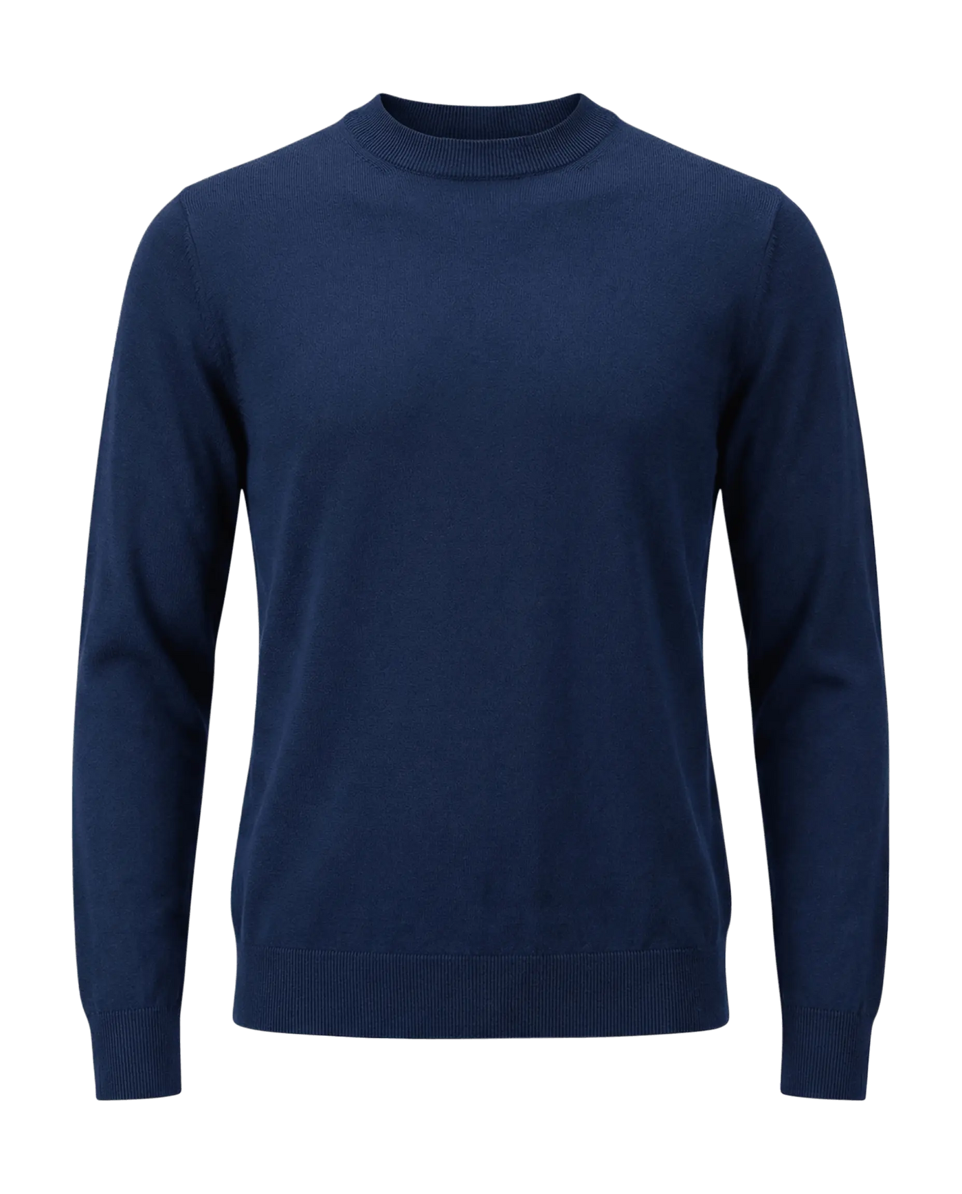 Navy blue sweater on a white background