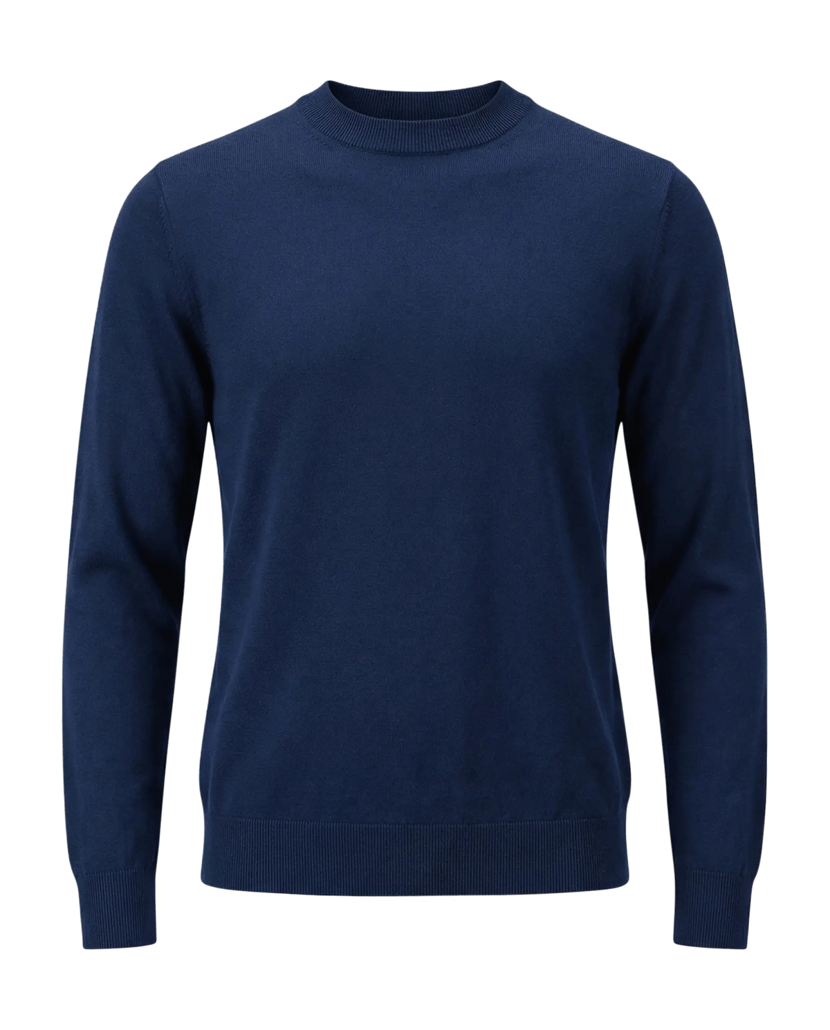 Navy blue sweater on a white background