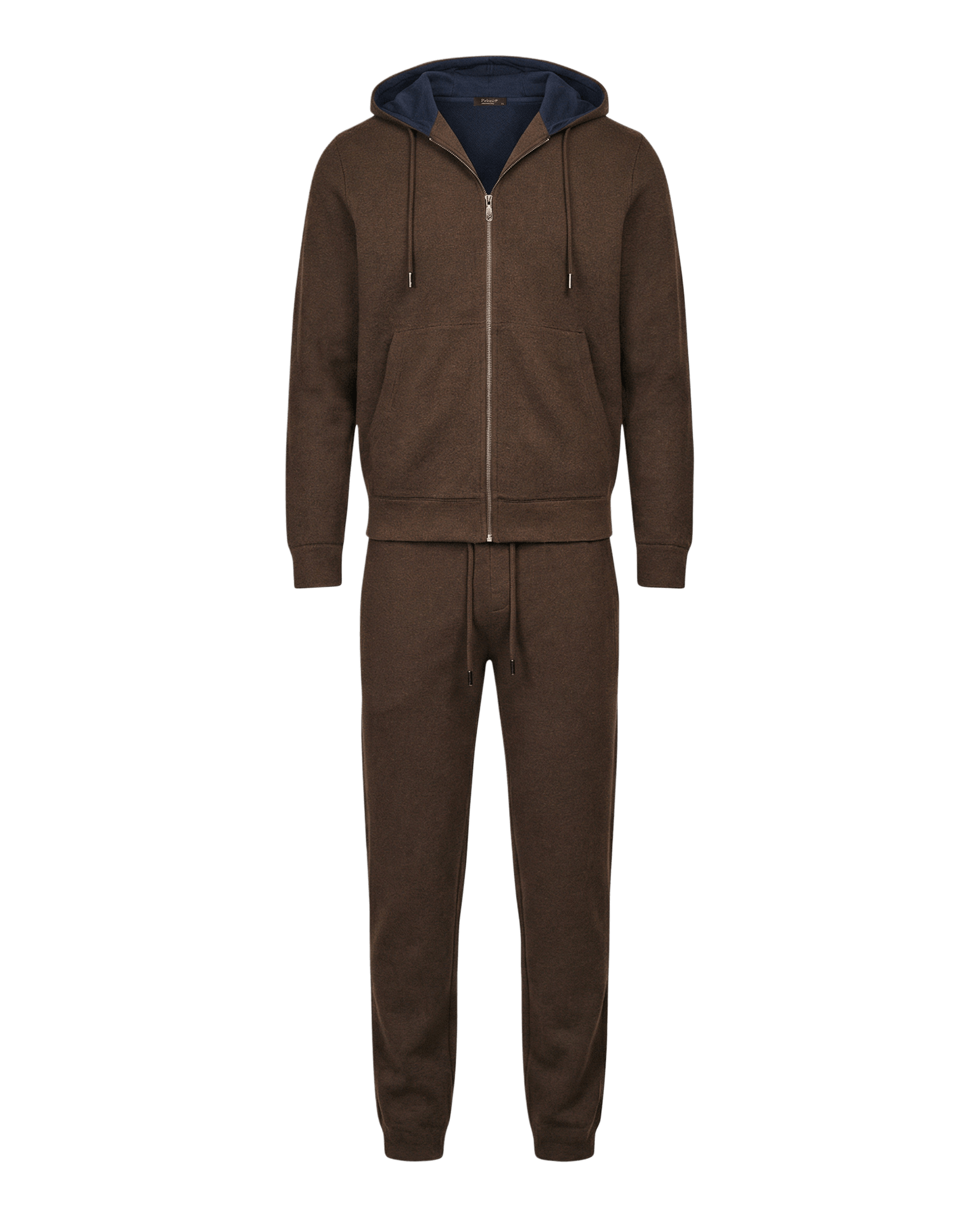 Brown tracksuit with a hood on a white background