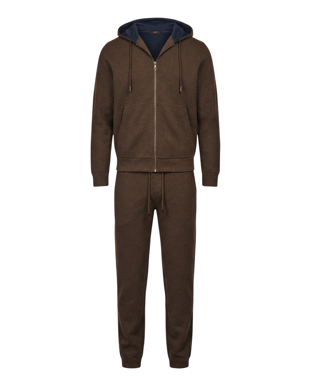 Brown tracksuit with a hood on a white background
