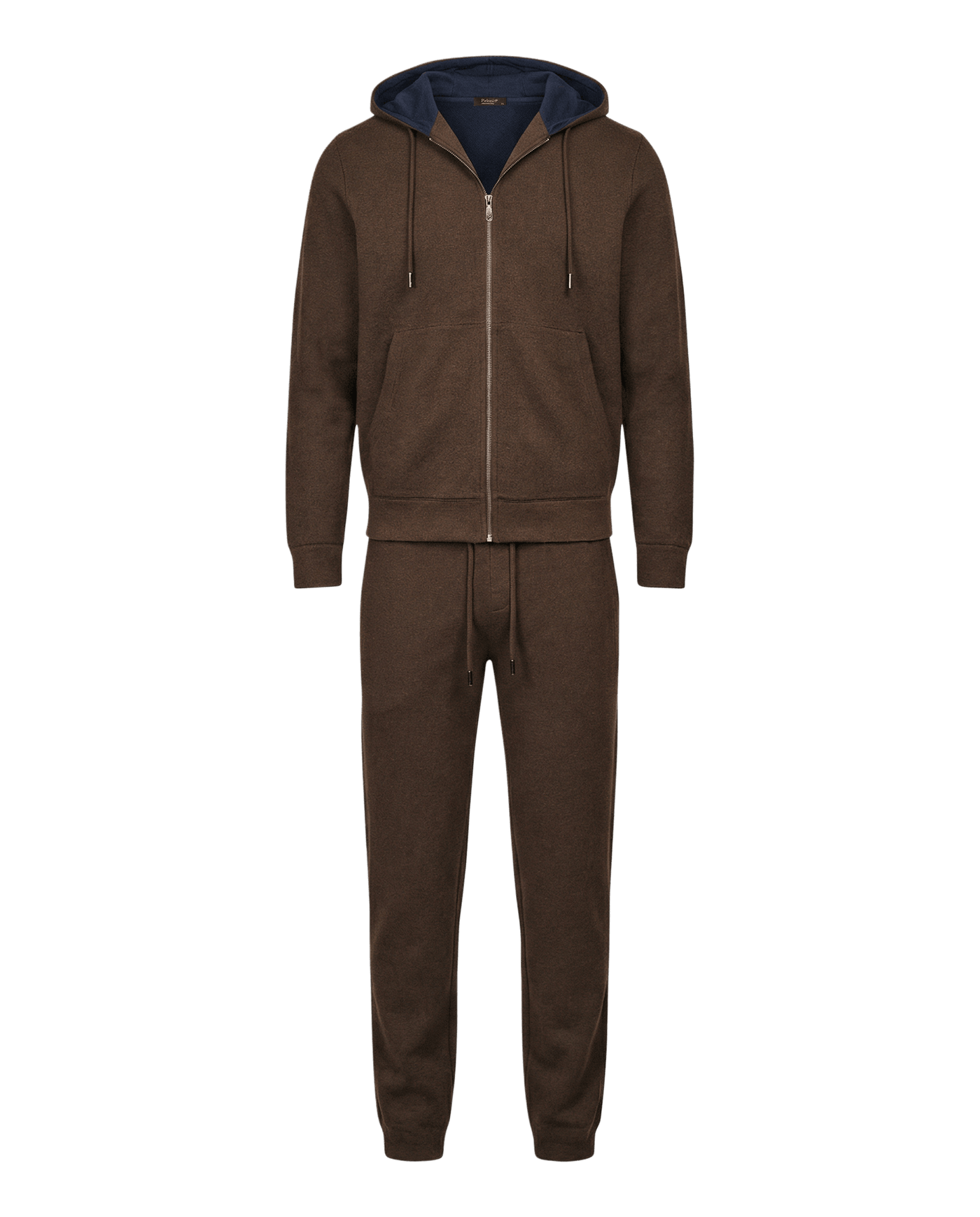 Brown tracksuit with a hood on a white background