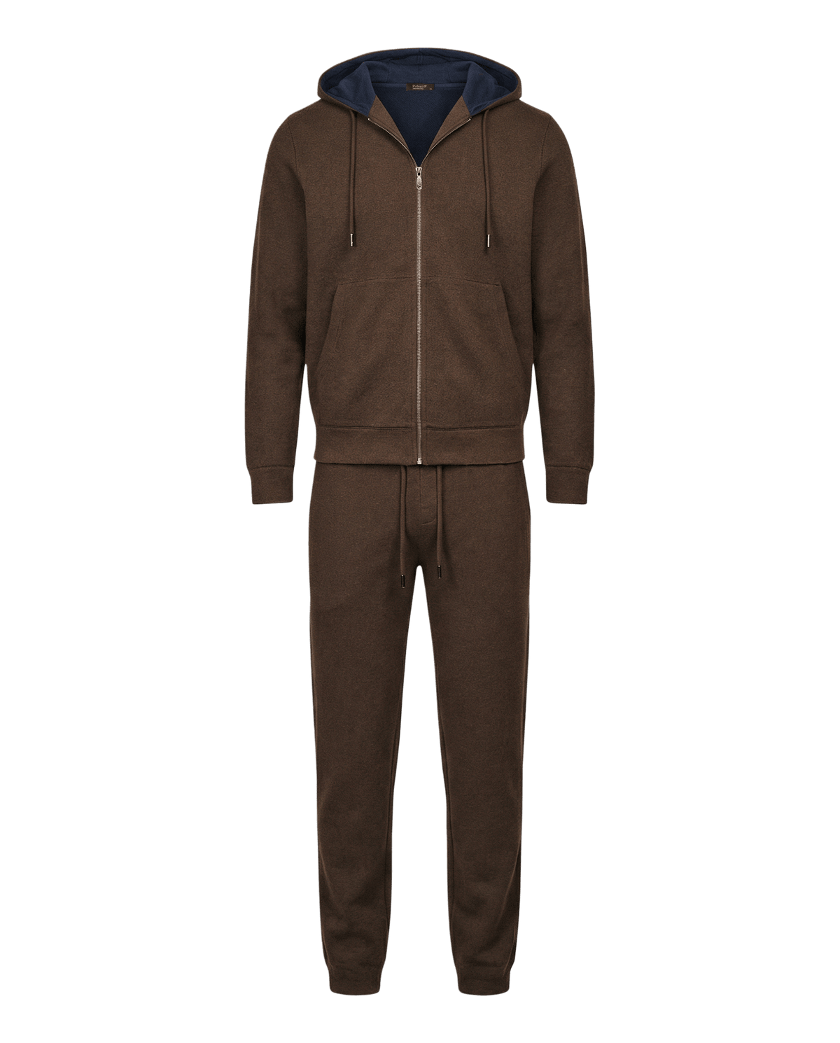 Brown tracksuit with a hood on a white background