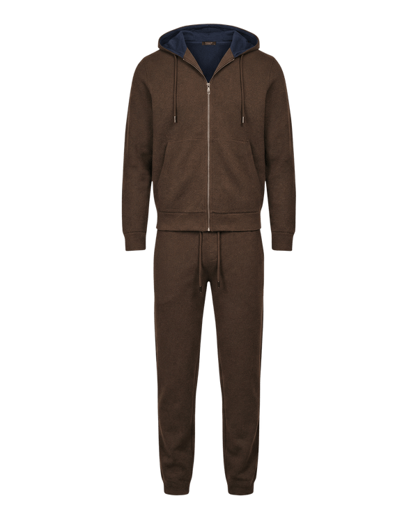 Brown tracksuit with a hood on a white background