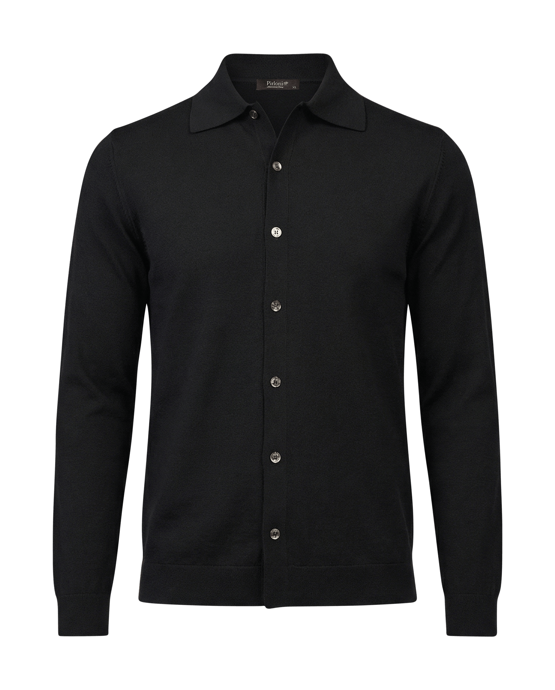Het gebreide overhemd met knoopsluiting, zwart
