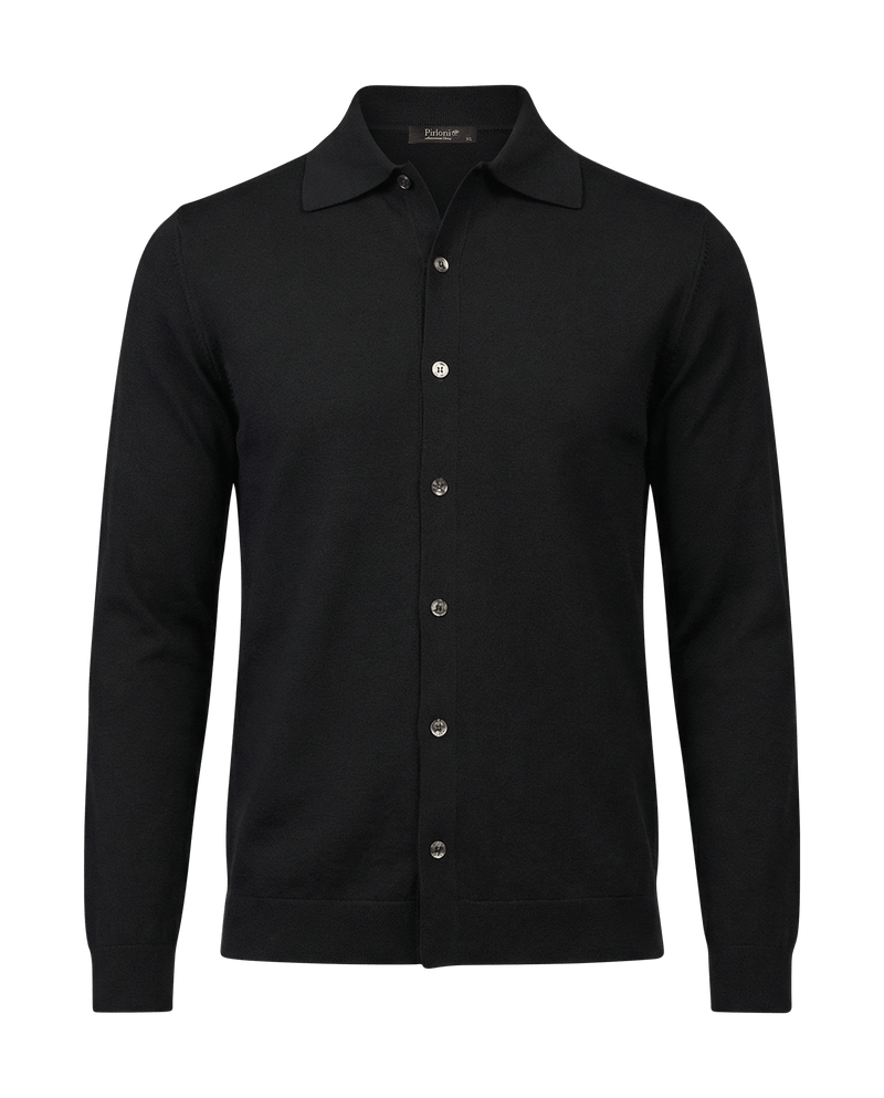Black jacket with button details on a transparent background