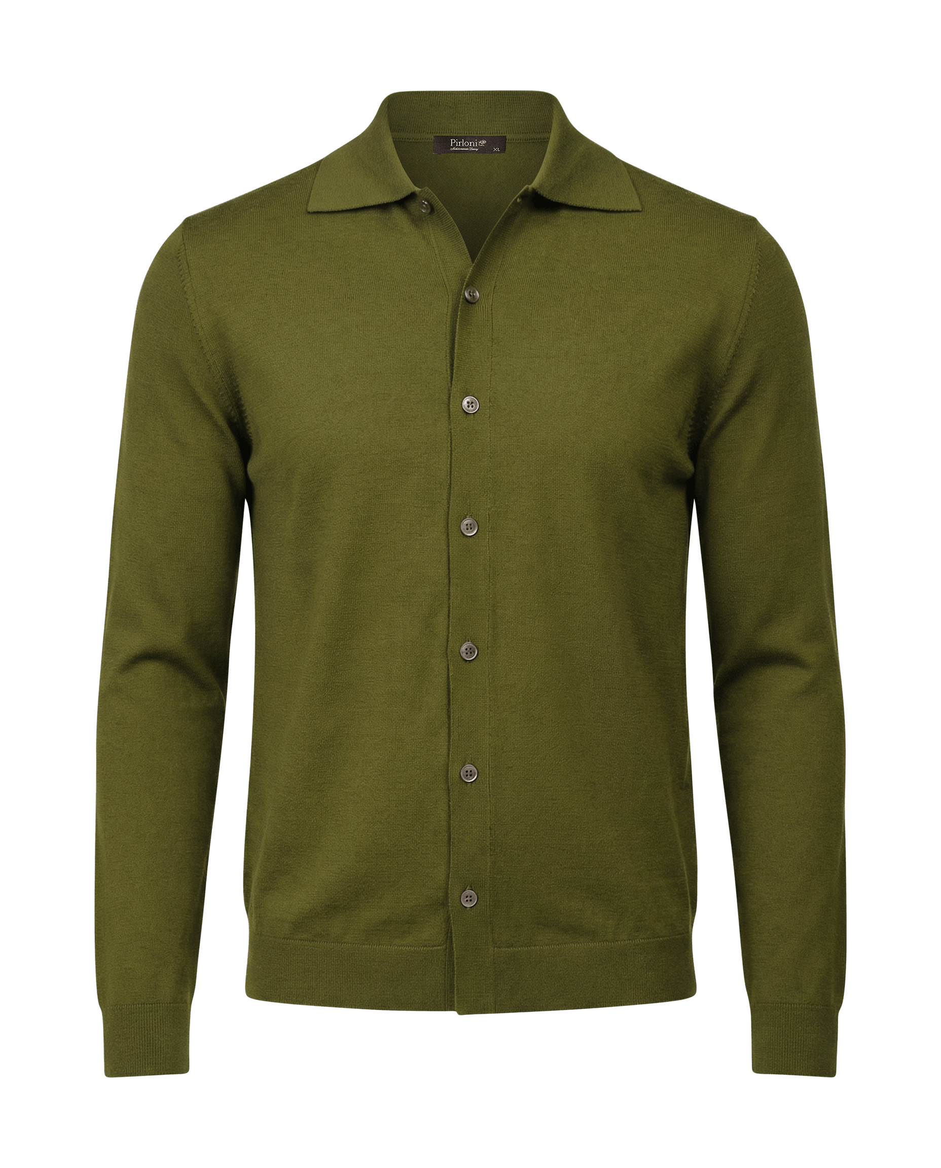 Green button-up shirt on a black background