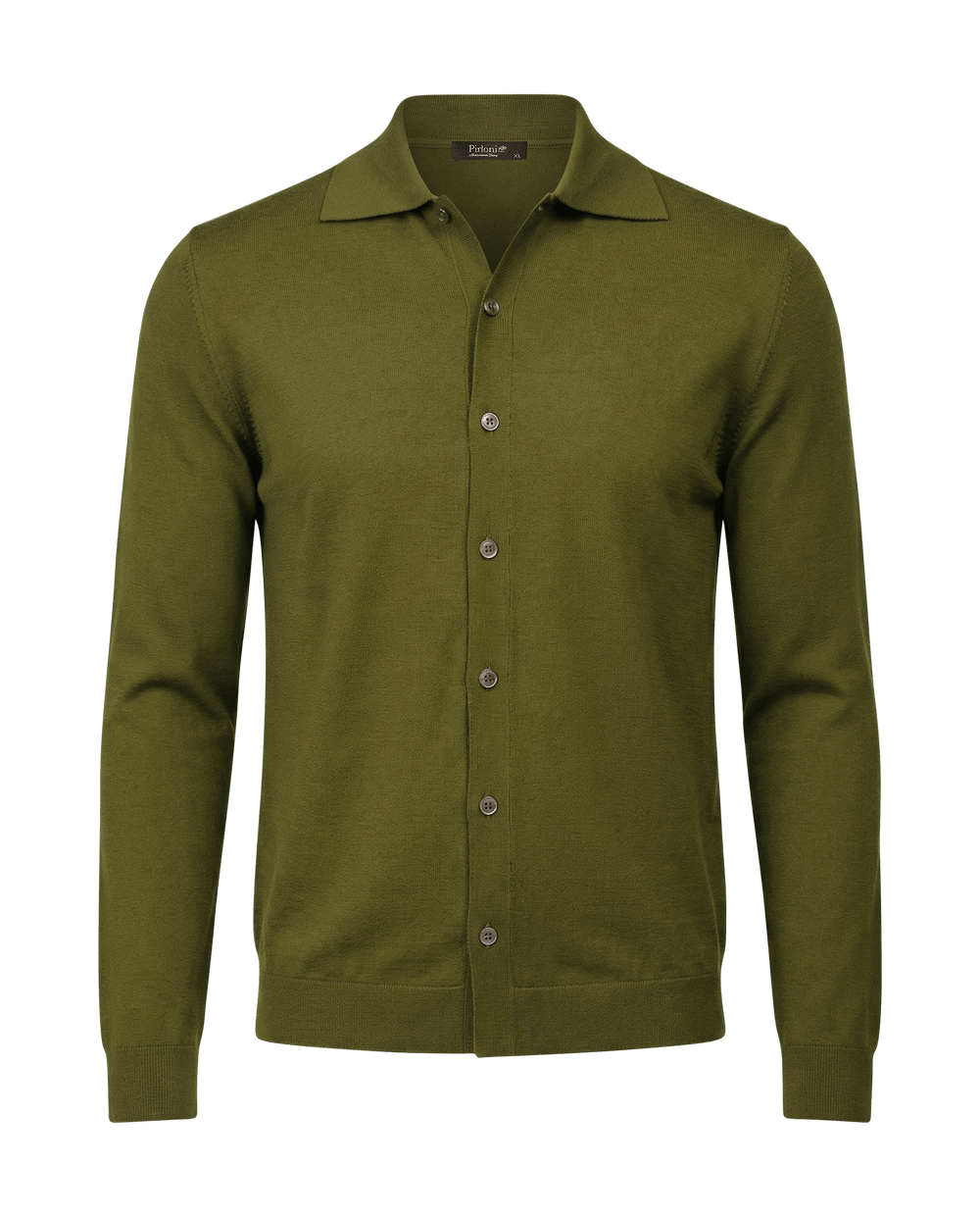 Green button-up shirt on a black background