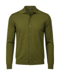Green button-up shirt on a black background