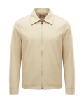 Beige tech jacket with modern techwear design, front view showing overall fit and style.
