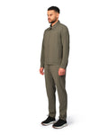 Green tech jacket with modern design and front zipper, detailed product view.