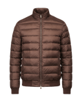 Brown puffer jacket on a black background