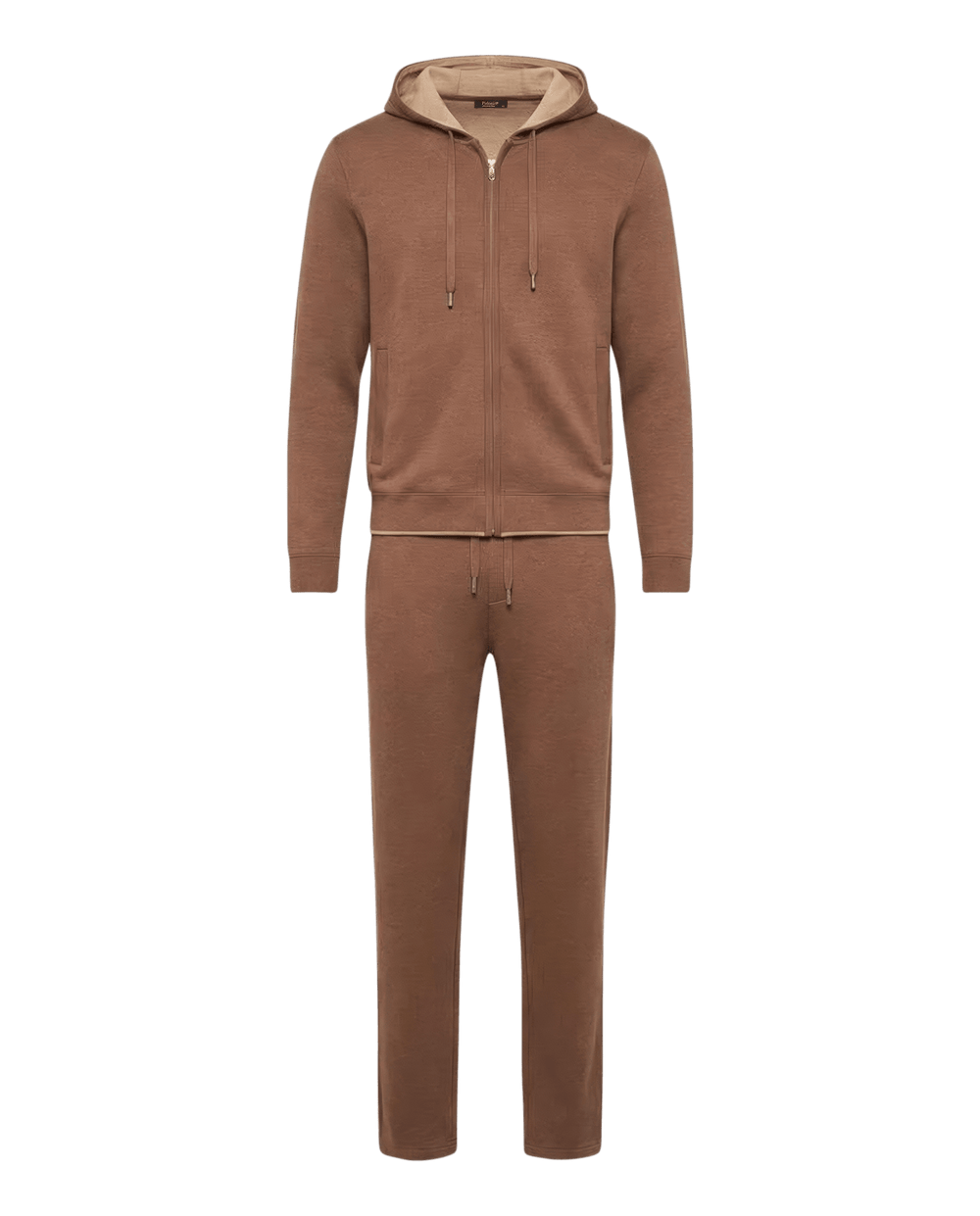 Brown tracksuit with a hood on a white background