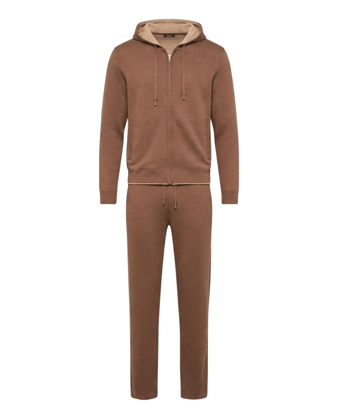 Brown tracksuit with a hood on a white background