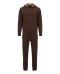 Brown tracksuit with a hood on a black background