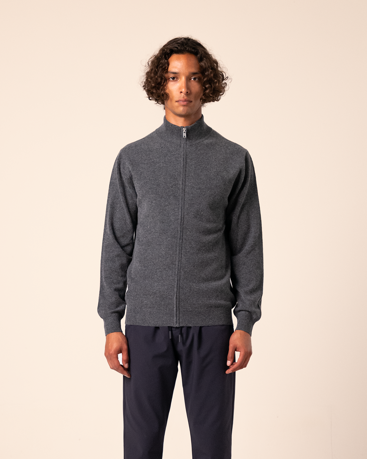 Merino Zip Cardigan Grey