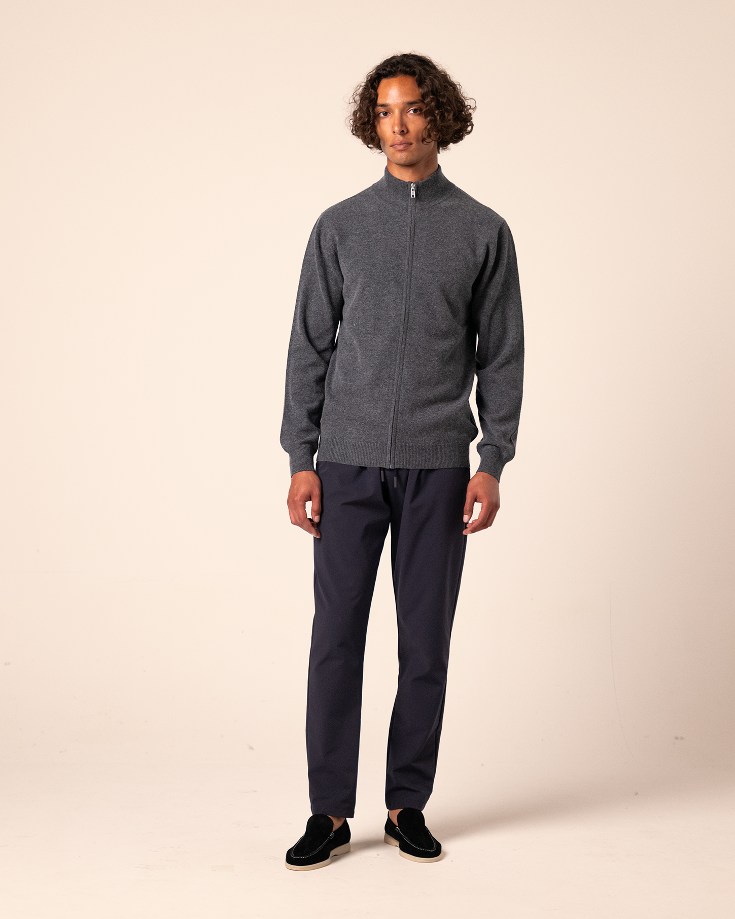 Merino Zip Cardigan Grey