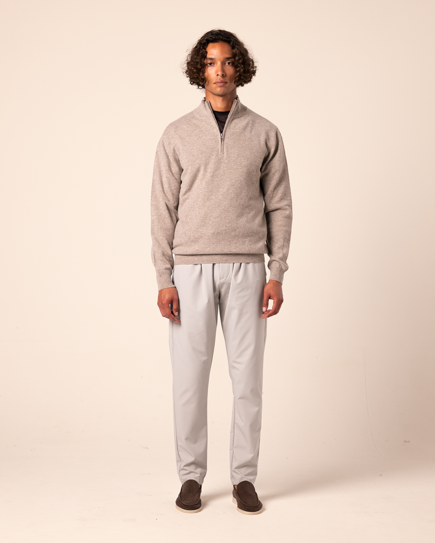 Halfzip Merino Beige